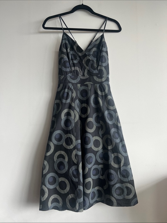 Jacob Dresses & Skirts - Vintage Women's Graphic Circular-Print V-Neck Cross Spaghetti Strap Midi Dress